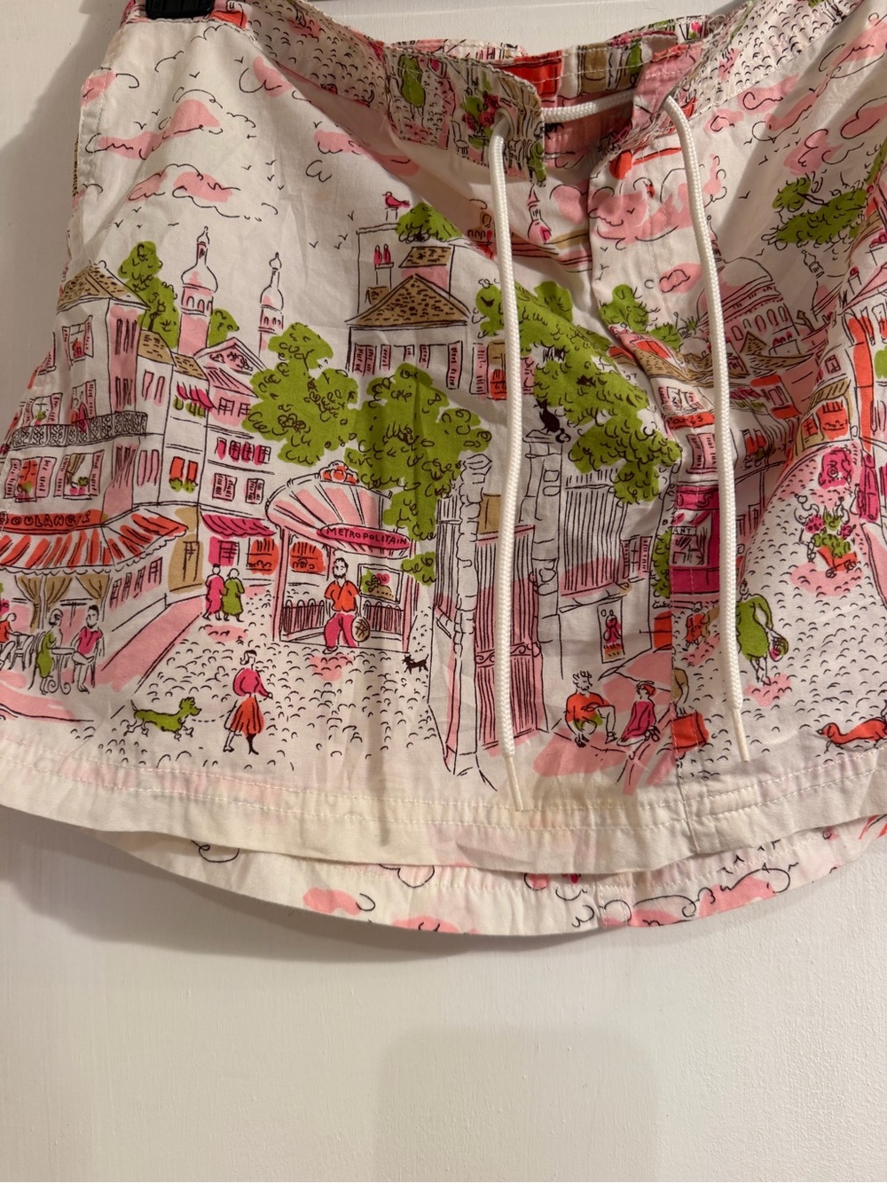 J. Crew White Mini Skirt with Pink and Green City Print - Picture 6 of 8